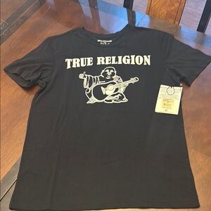 True Religion Black Short Sleeve Tee with Graphic Print